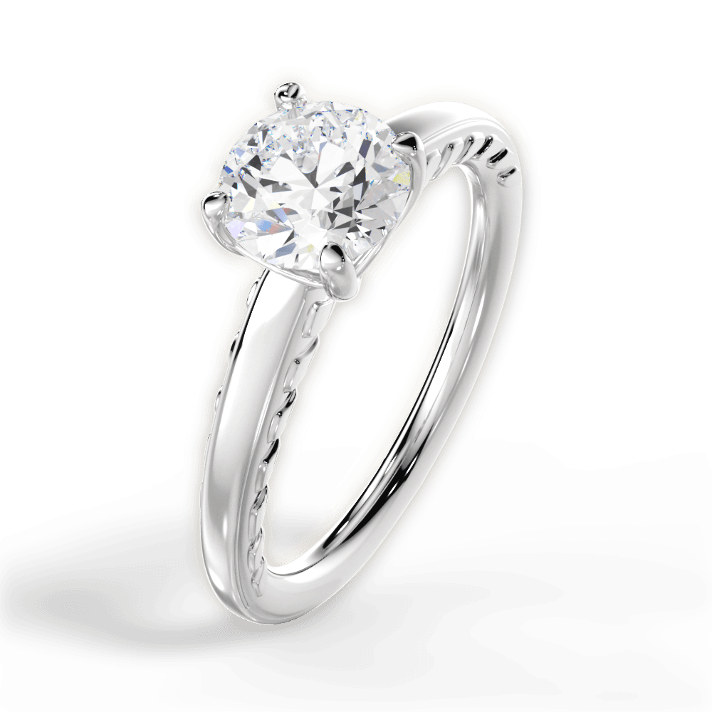 Annette Round Cut Lab Grown Diamond Platinum Engagement Ring - View 3
