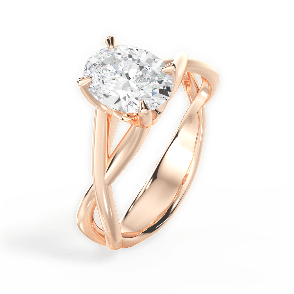 Aubrey Oval Cut Lab Grown Diamond 18Kt Rose Gold Engagement Ring - View 3