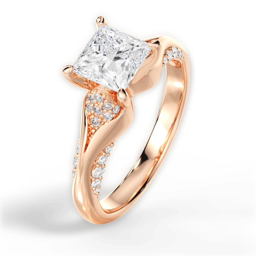 Isabel Princess Cut Lab Grown Diamond 18Kt Rose Gold Engagement Ring - View 3