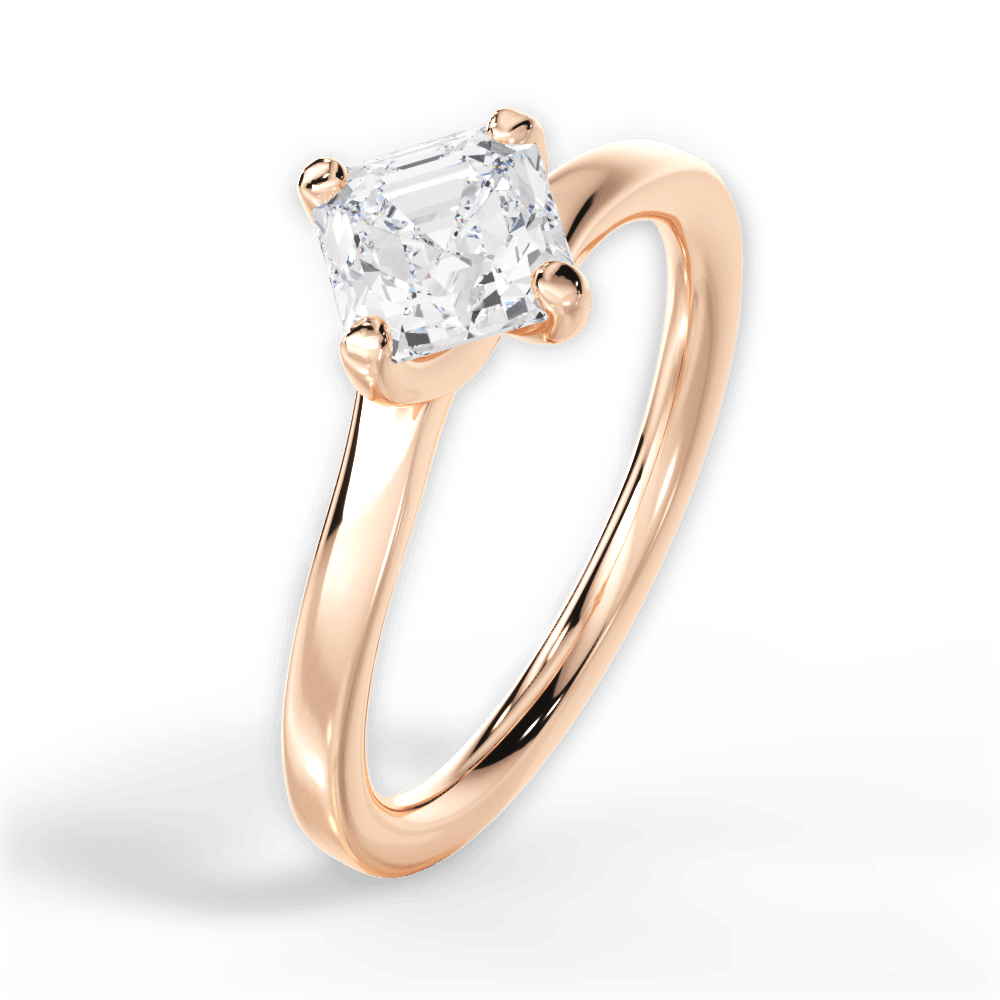 Ashley Asscher Cut Lab Grown Diamond 18Kt Rose Gold Engagement Ring - View 3