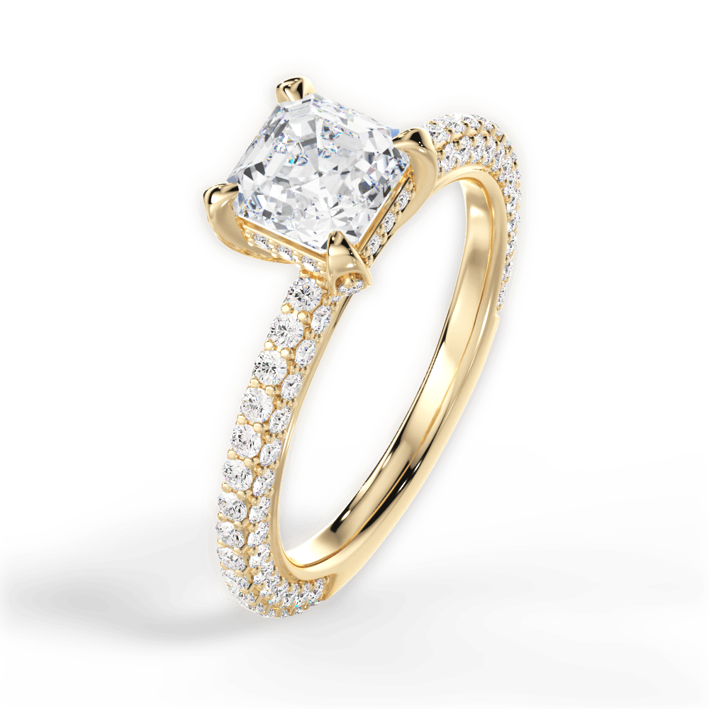 Madeline Asscher Cut Lab Grown Diamond 18Kt Yellow Gold Engagement Ring - View 3