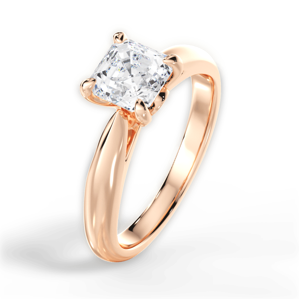 Dolores Asscher Cut Lab Grown Diamond 18Kt Rose Gold Engagement Ring - View 4