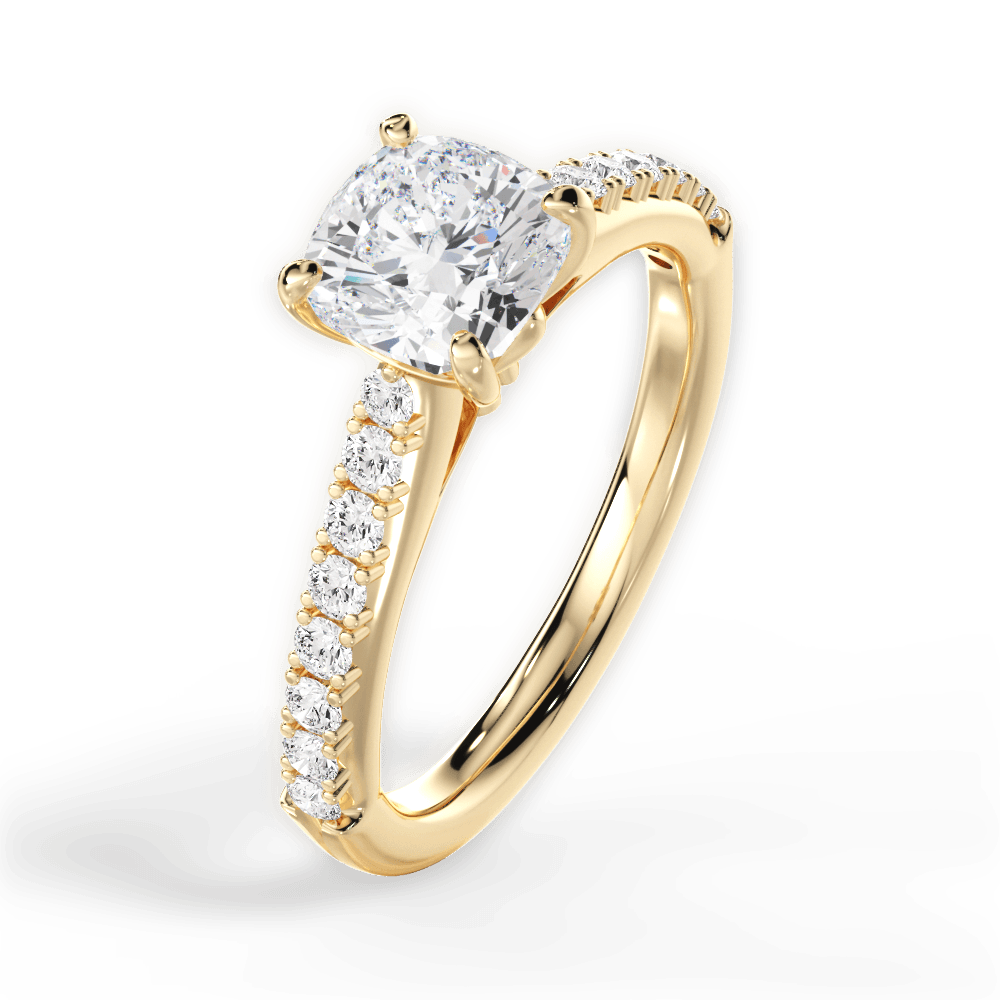 Elizabeth Cushion Cut Lab Grown Diamond 18Kt Yellow Gold Engagement Ring - View 2