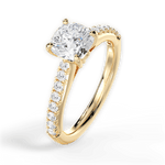 Elizabeth Cushion Cut Lab Grown Diamond 18Kt Yellow Gold Engagement Ring - View 2