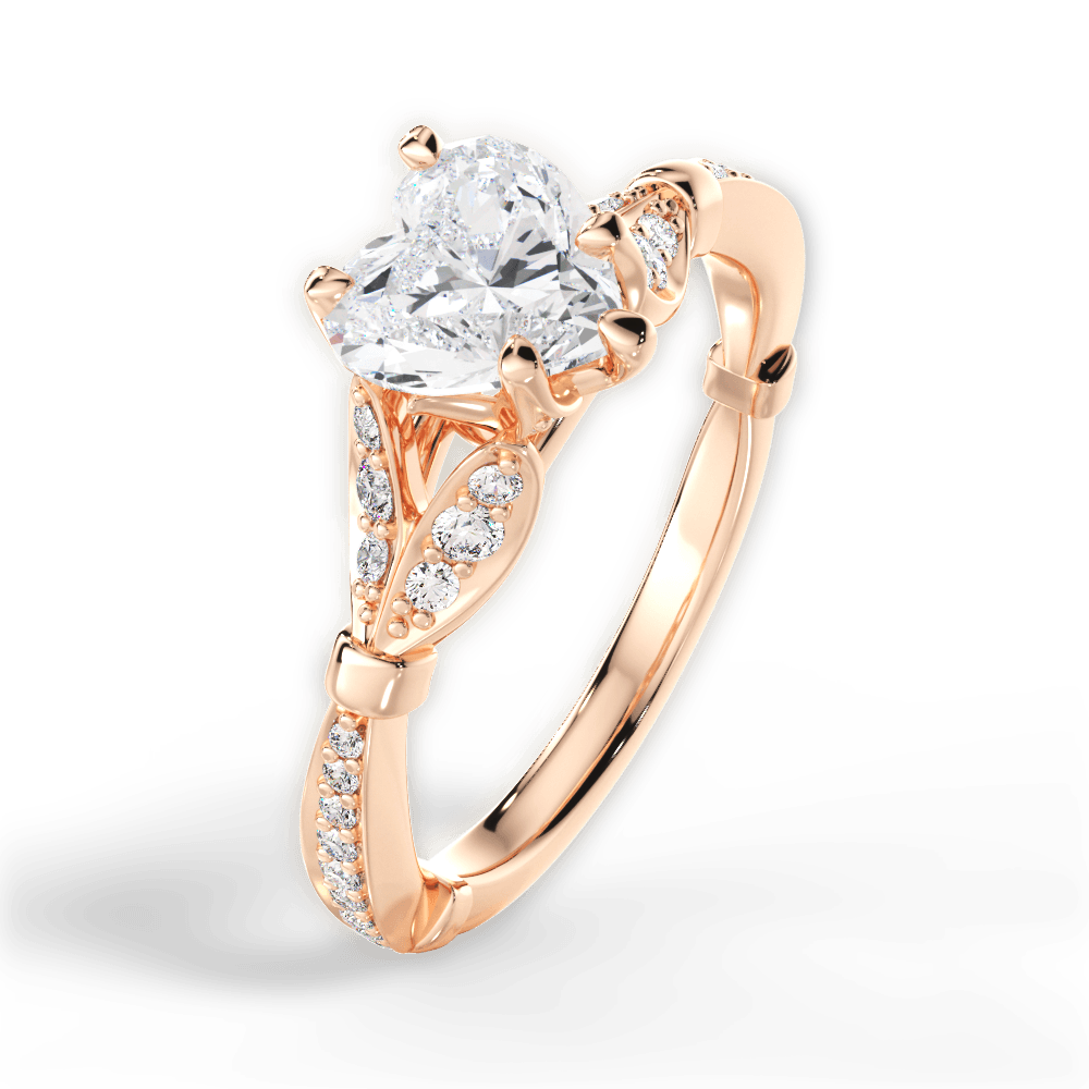 Geraldine Heart Cut Lab Grown Diamond 18Kt Rose Gold Engagement Ring - View 3