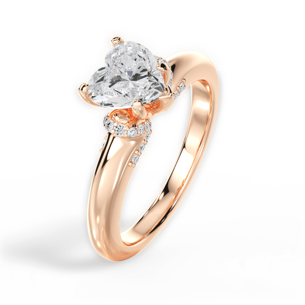 Florence Heart Cut Lab Grown Diamond 18Kt Rose Gold Engagement Ring - View 4