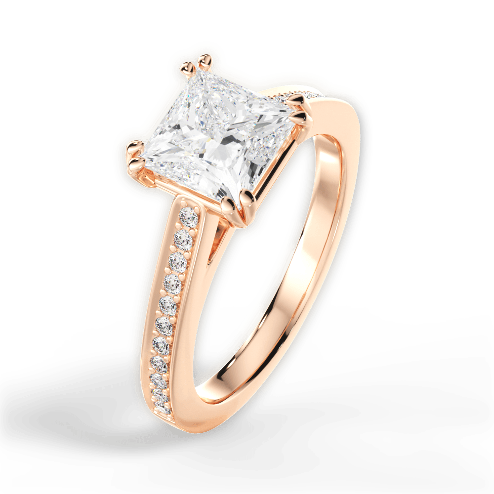 Denise Princess Cut Lab Grown Diamond 18Kt Rose Gold Engagement Ring - View 2