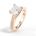 Denise Princess Cut Lab Grown Diamond 18Kt Rose Gold Engagement Ring - View 2