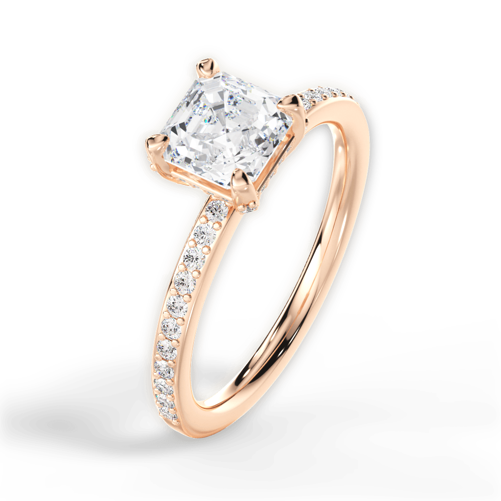 Janice Asscher Cut Lab Grown Diamond 18Kt Rose Gold Engagement Ring - View 3