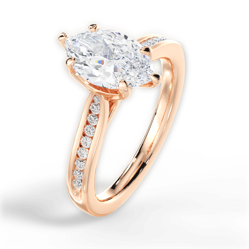 Elena Marquise Cut Lab Grown Diamond 18Kt Rose Gold Engagement Ring - View 3