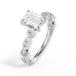 Edith Emerald Cut Lab Grown Diamond Platinum Engagement Ring - View 3