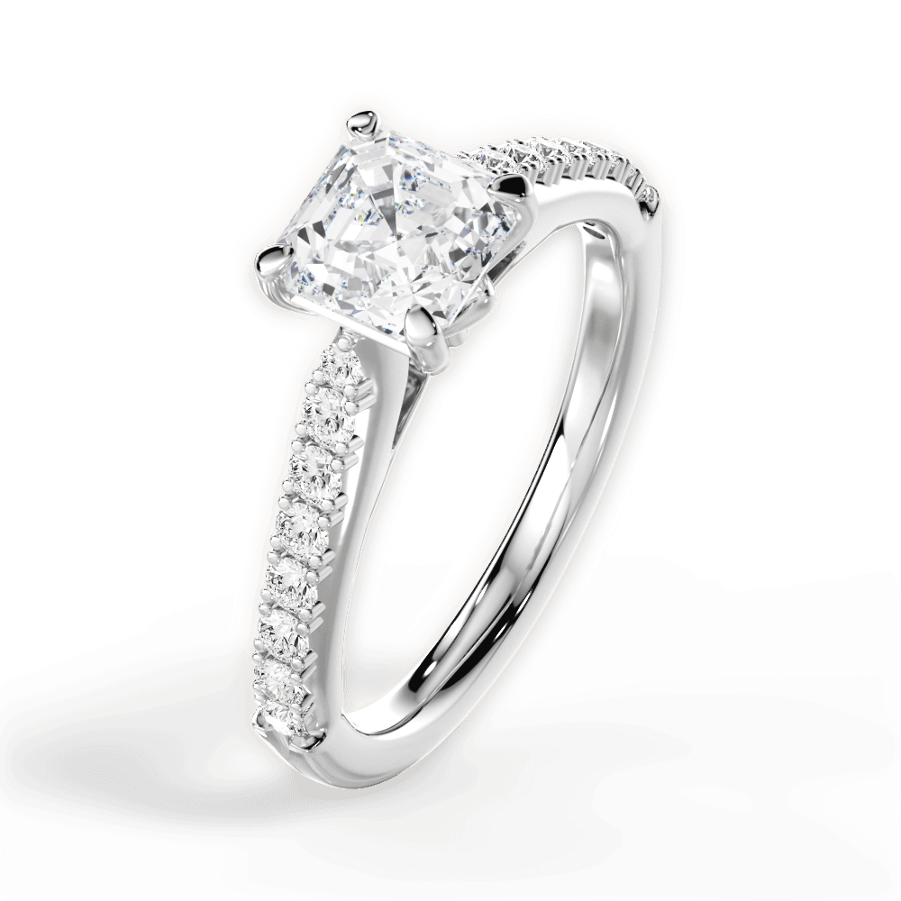 Elizabeth Asscher Cut Lab Grown Diamond Platinum Engagement Ring - View 3