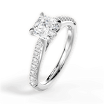 Elizabeth Asscher Cut Lab Grown Diamond Platinum Engagement Ring - View 3