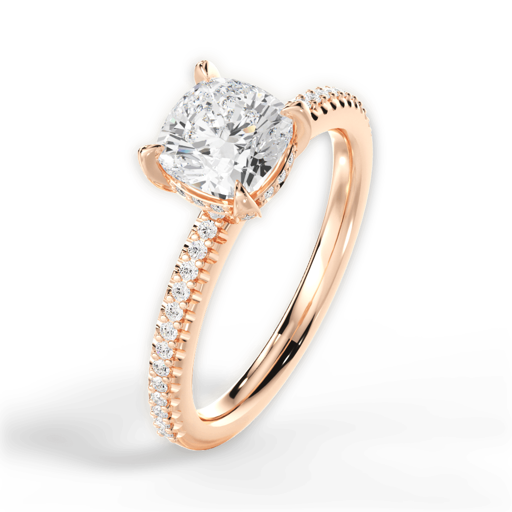 Helen Cushion Cut Lab Grown Diamond 18Kt Rose Gold Engagement Ring - View 4