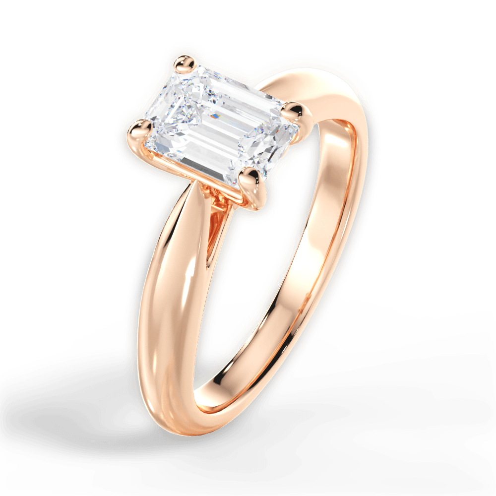 Colleen Emerald Cut Lab Grown Diamond 18Kt Rose Gold Engagement Ring - View 3