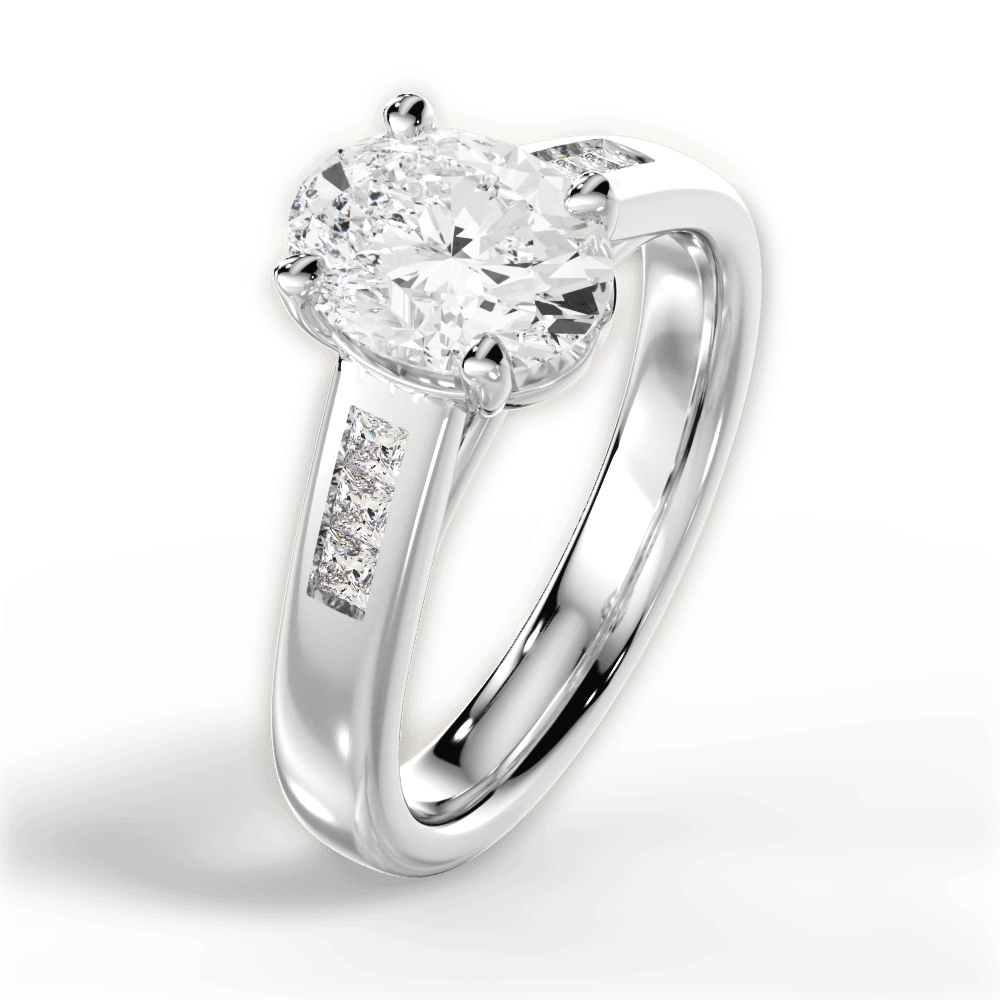 Brittany Oval Cut Lab Grown Diamond Platinum Engagement Ring - View 2