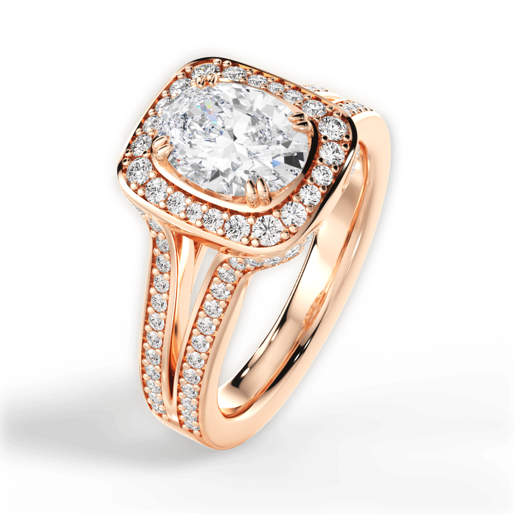 Mackenzie Oval Cut Lab Grown Diamond 18Kt Rose Gold Engagement Ring - View 3