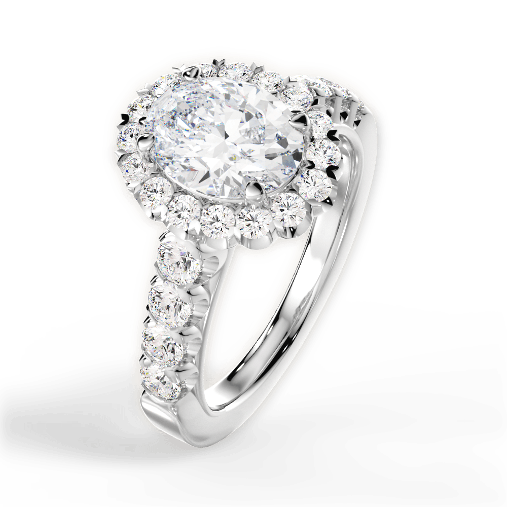 Lacey Oval Cut Lab Grown Diamond Platinum Engagement Ring - View 2