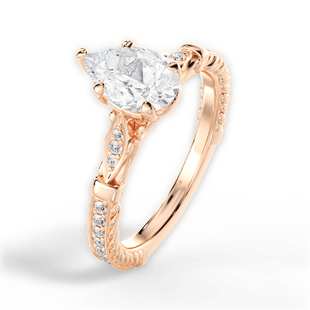 Gabriela Pear Cut Lab Grown Diamond 18Kt Rose Gold Engagement Ring - View 3