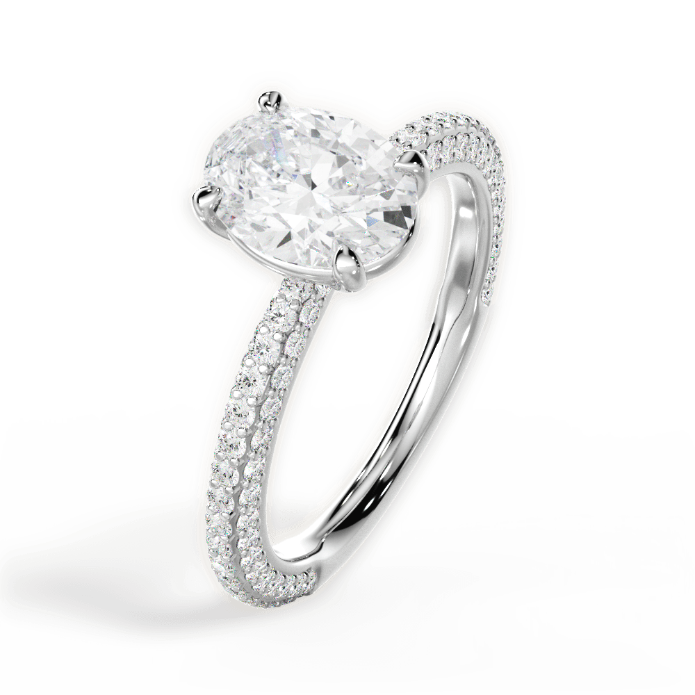 Kristen Oval Cut Lab Grown Diamond 18Kt White Gold Engagement Ring - View 2