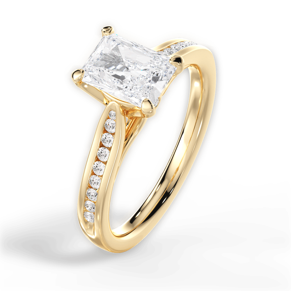 Elena Radiant Cut Lab Grown Diamond 18Kt Yellow Gold Engagement Ring - View 4