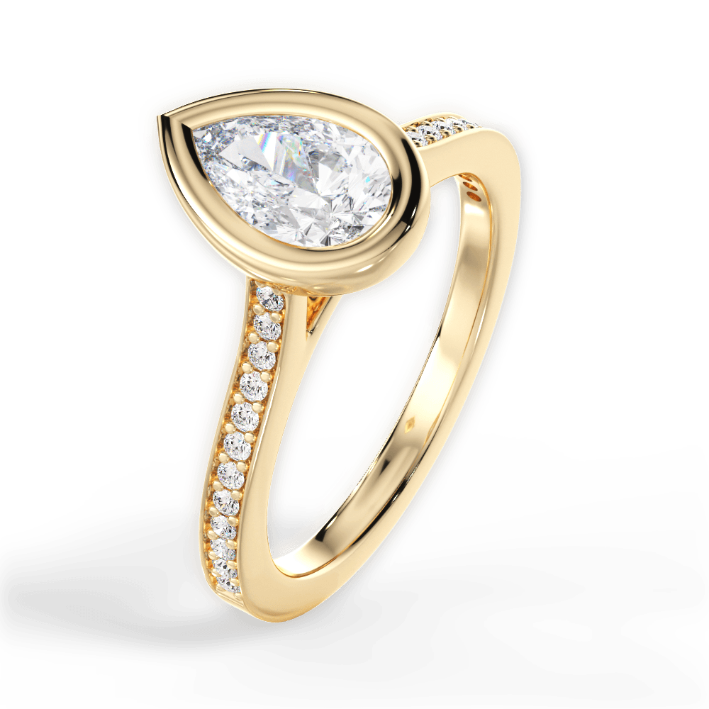 Deanna Pear Cut Lab Grown Diamond 18Kt Yellow Gold Engagement Ring - View 3