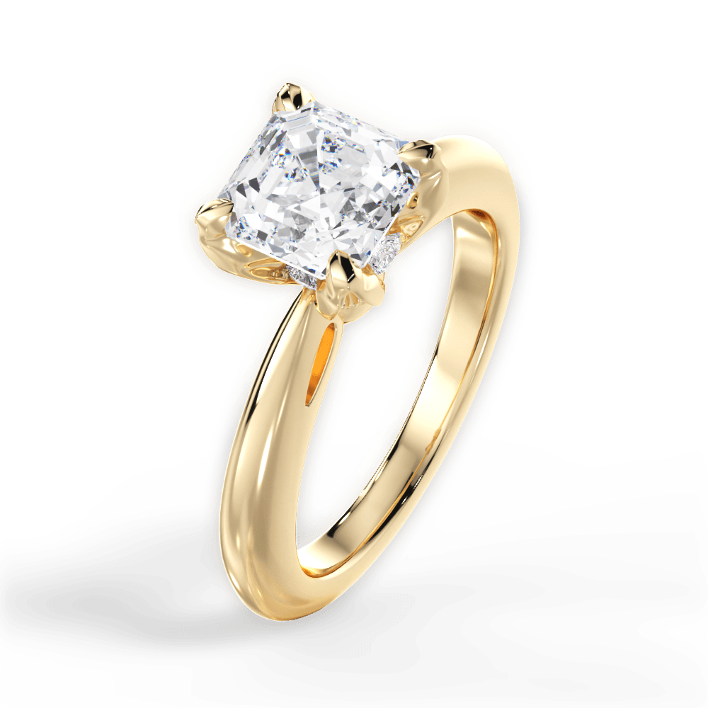 Elaine Asscher Cut Lab Grown Diamond 18Kt Yellow Gold Engagement Ring - View 4