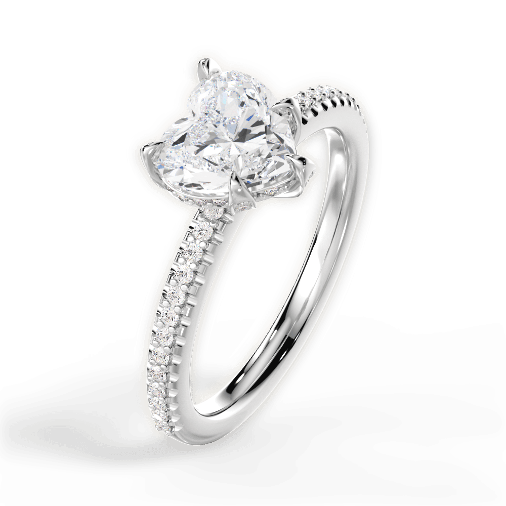 Helen Heart Cut Lab Grown Diamond 14Kt White Gold Engagement Ring - View 2