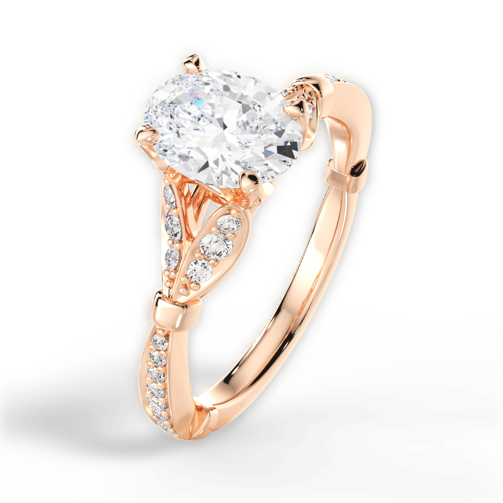 Geraldine Oval Cut Lab Grown Diamond 18Kt Rose Gold Engagement Ring - View 2