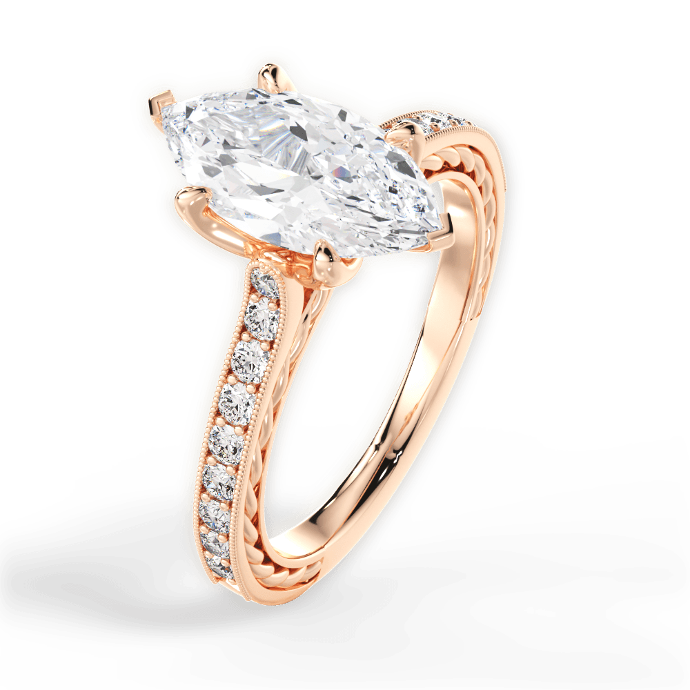 Gilda Marquise Cut Lab Grown Diamond 18Kt Rose Gold Engagement Ring - View 2