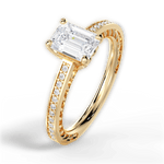 Donna Emerald Cut Lab Grown Diamond 18Kt Yellow Gold Engagement Ring - View 4