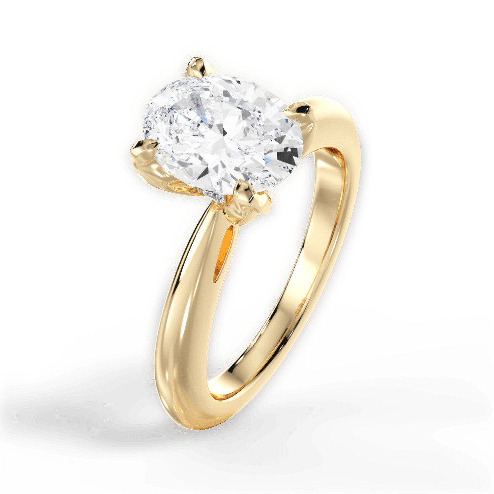 Elaine Oval Cut Lab Grown Diamond 18Kt Yellow Gold Engagement Ring - View 4
