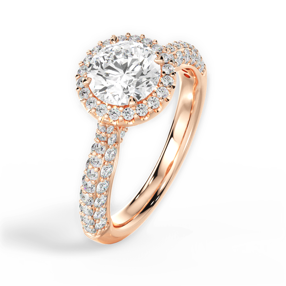 Lucy Round Cut Lab Grown Diamond 18Kt Rose Gold Engagement Ring - View 2