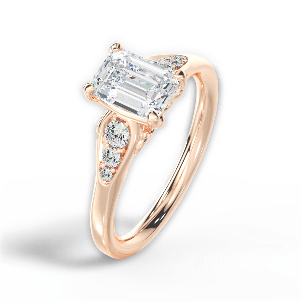 Cecilia Emerald Cut Lab Grown Diamond 18Kt Rose Gold Engagement Ring - View 4