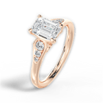 Cecilia Emerald Cut Lab Grown Diamond 18Kt Rose Gold Engagement Ring - View 4
