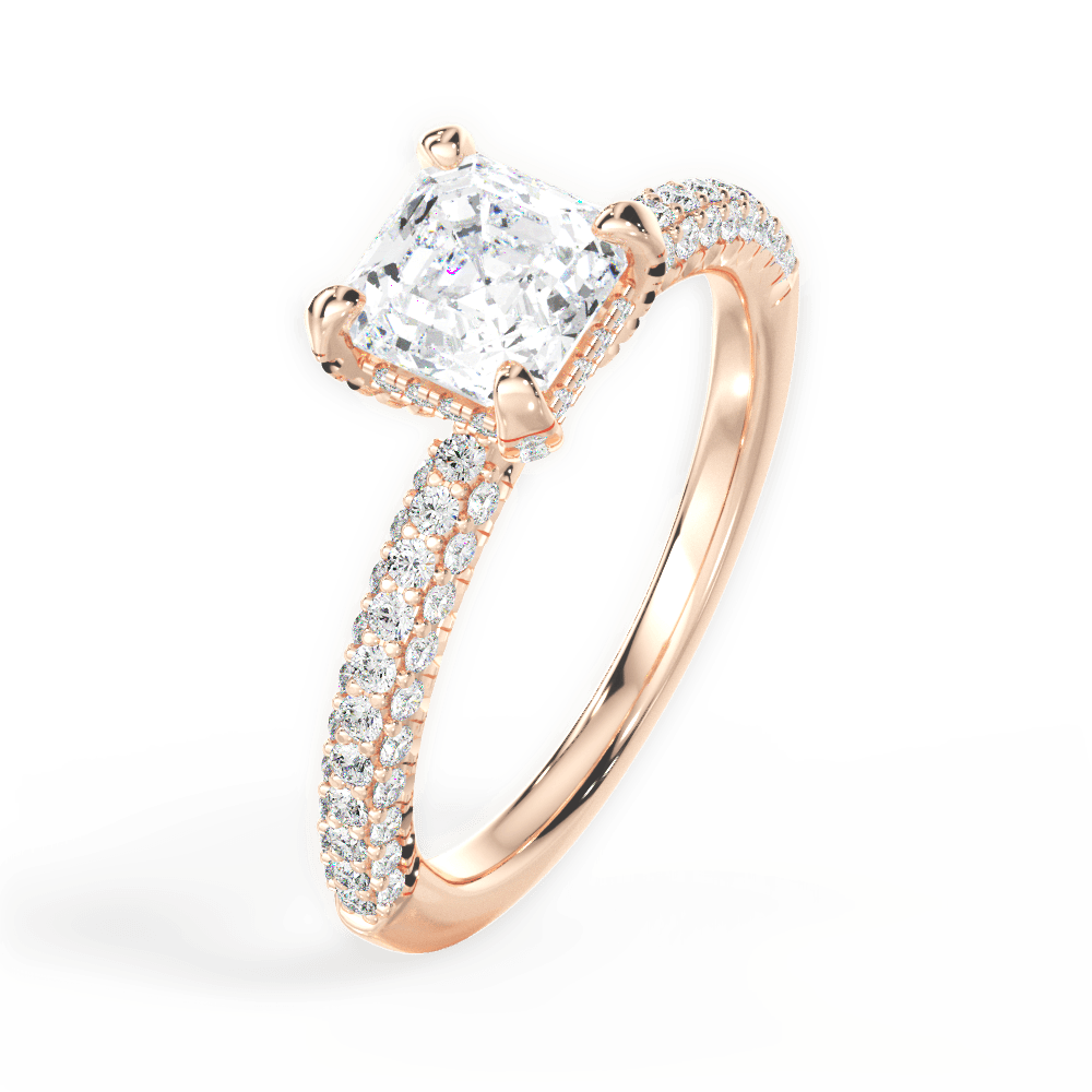 Lisa Asscher Cut Lab Grown Diamond 18Kt Rose Gold Engagement Ring - View 3