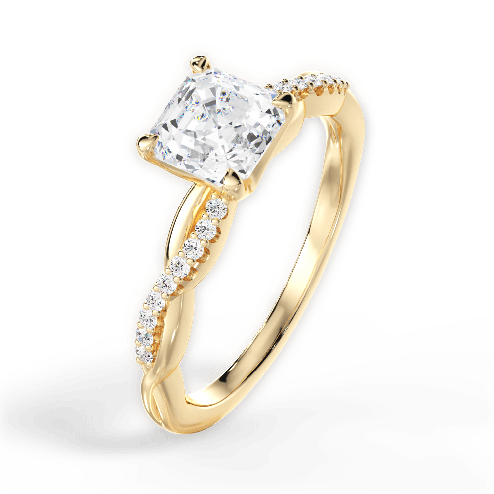 Charlotte Asscher Cut Lab Grown Diamond 18Kt Yellow Gold Engagement Ring - View 4