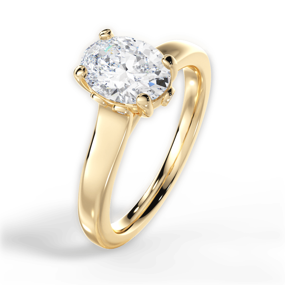 Carol Oval Cut Lab Grown Diamond 18Kt Yellow Gold Engagement Ring - View 4