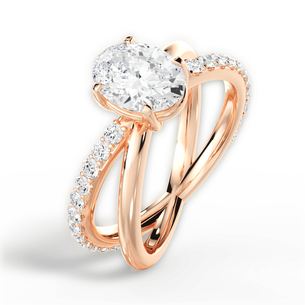Jennifer Oval Cut Lab Grown Diamond 18Kt Rose Gold Engagement Ring - View 3