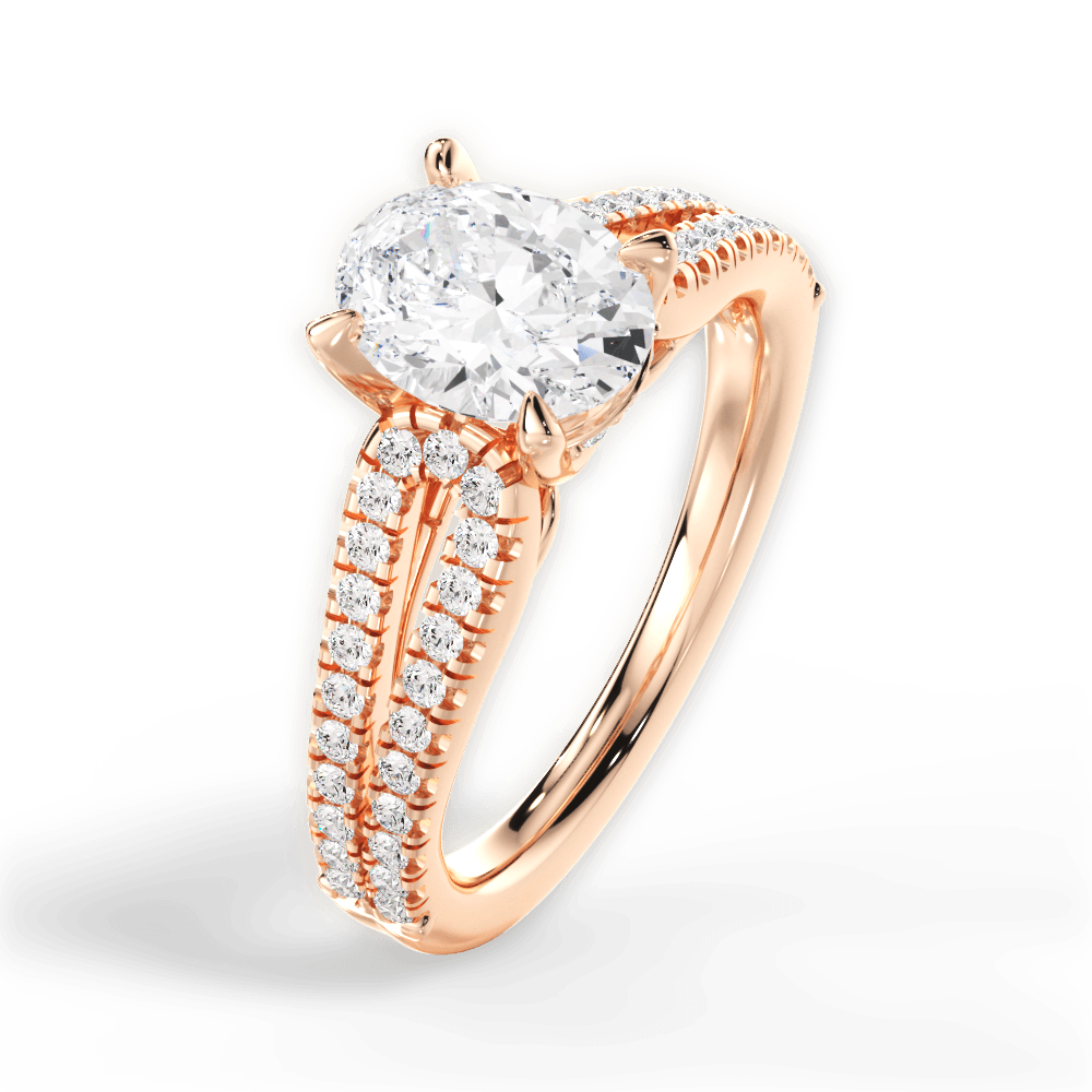 Jessica Oval Cut Lab Grown Diamond 18Kt Rose Gold Engagement Ring - View 3