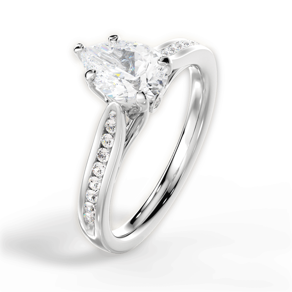 Elena Pear Cut Lab Grown Diamond Platinum Engagement Ring - View 4