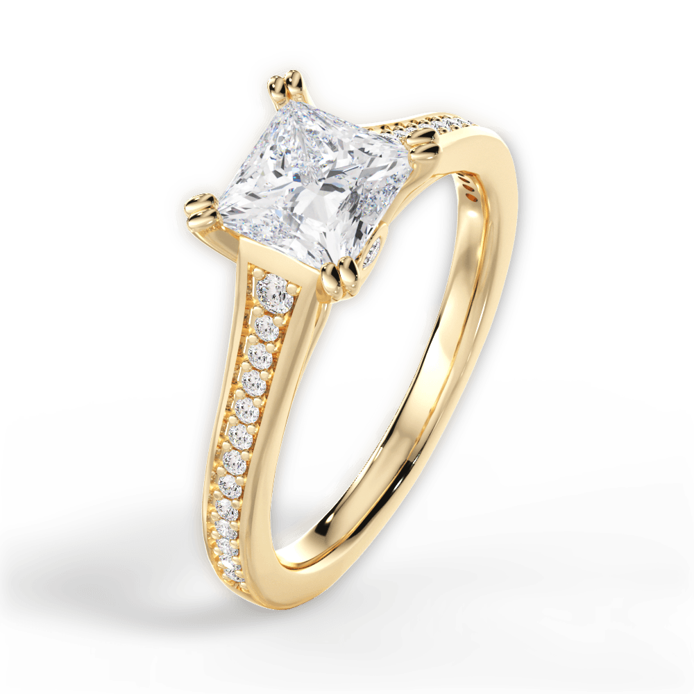 Delia Princess Cut Lab Grown Diamond 18Kt Yellow Gold Engagement Ring - View 3