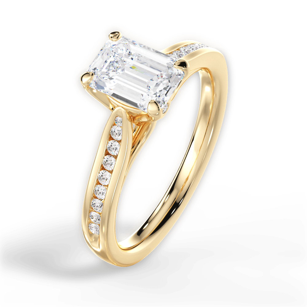 Elena Emerald Cut Lab Grown Diamond 18Kt Yellow Gold Engagement Ring - View 4