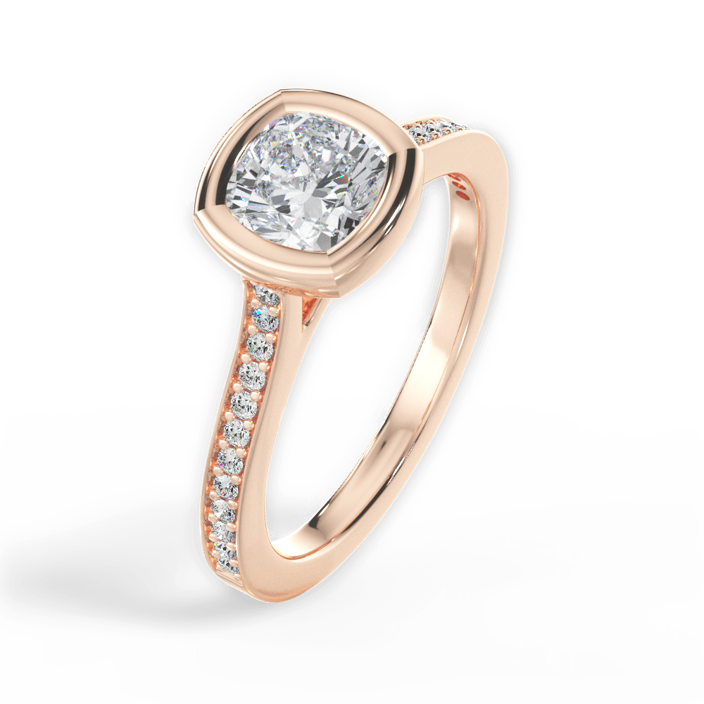 Deanna Cushion Cut Lab Grown Diamond 18Kt Rose Gold Engagement Ring - View 2