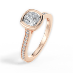 Deanna Cushion Cut Lab Grown Diamond 18Kt Rose Gold Engagement Ring - View 2