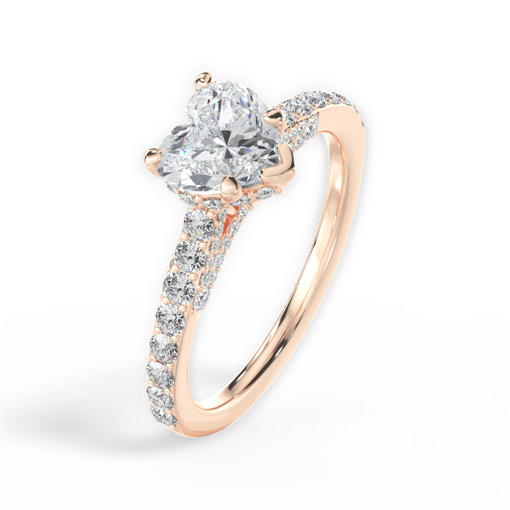 Laura Heart Cut Lab Grown Diamond 18Kt Rose Gold Engagement Ring - View 2