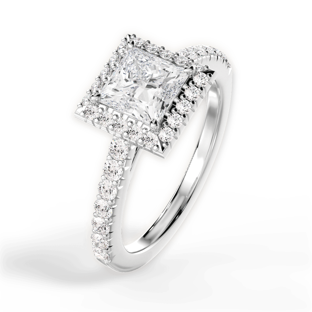 Kathleen Princess Cut Lab Grown Diamond 14Kt White Gold Engagement Ring - View 3