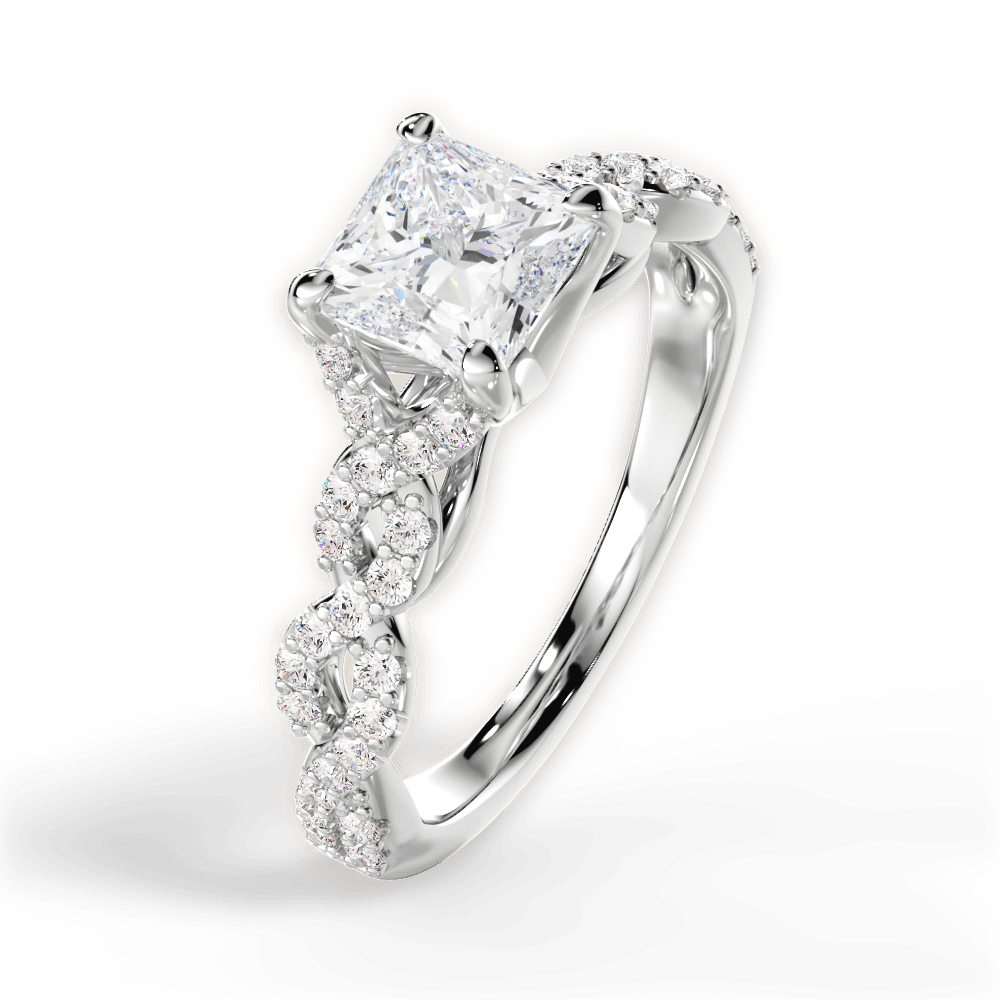 Justine Princess Cut Lab Grown Diamond Platinum Engagement Ring - View 2
