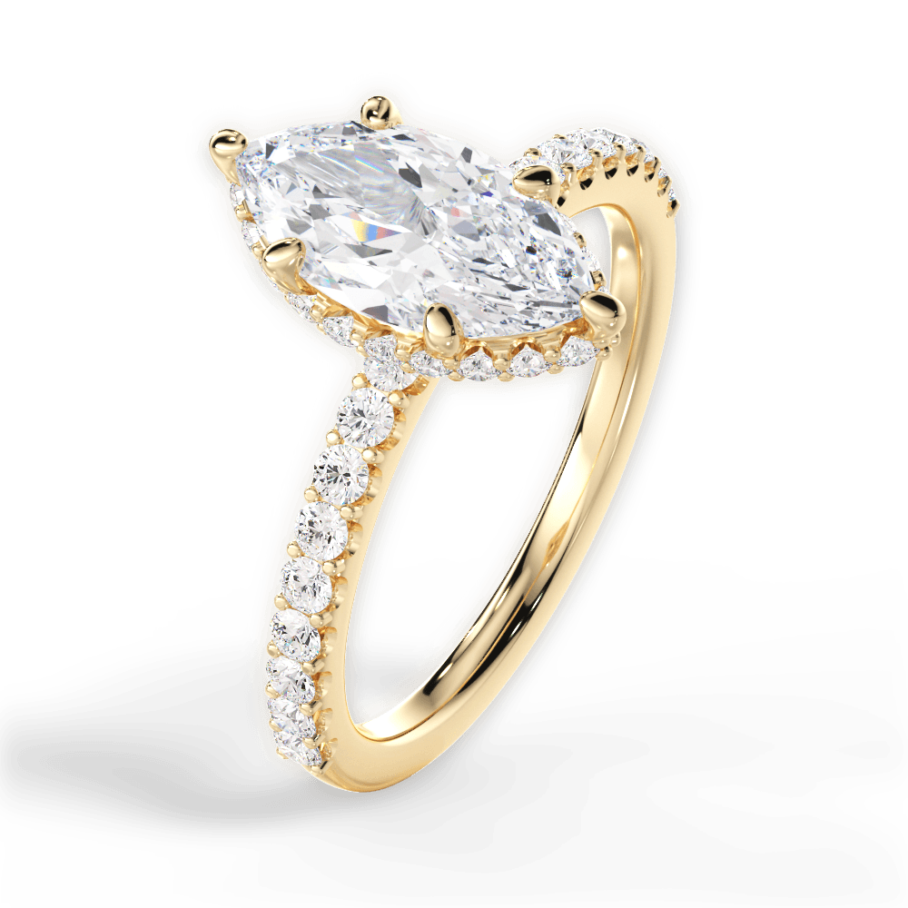Isabella Marquise Cut Lab Grown Diamond 18Kt Yellow Gold Engagement Ring - View 4