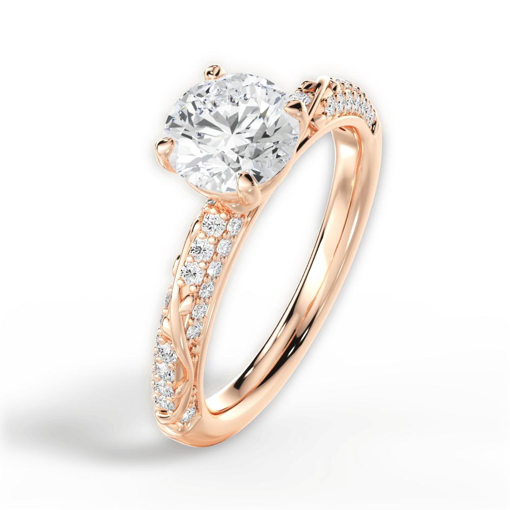 Gloria Round Cut Lab Grown Diamond 18Kt Rose Gold Engagement Ring - View 4